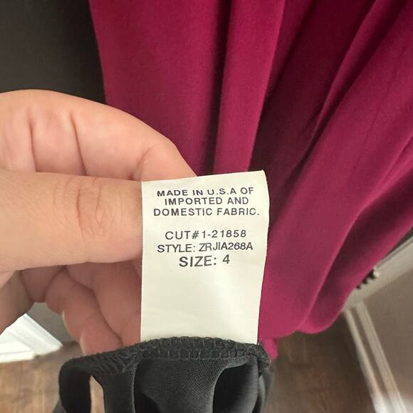 David Meister Women's Barcelona Berry Gown Size 4 Pink Black Full Length Dress - Picture 6 of 9